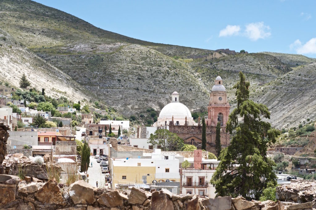 View over the village of Real de Catorce located in the sparse mountains of the Sierra Madre, Mexico